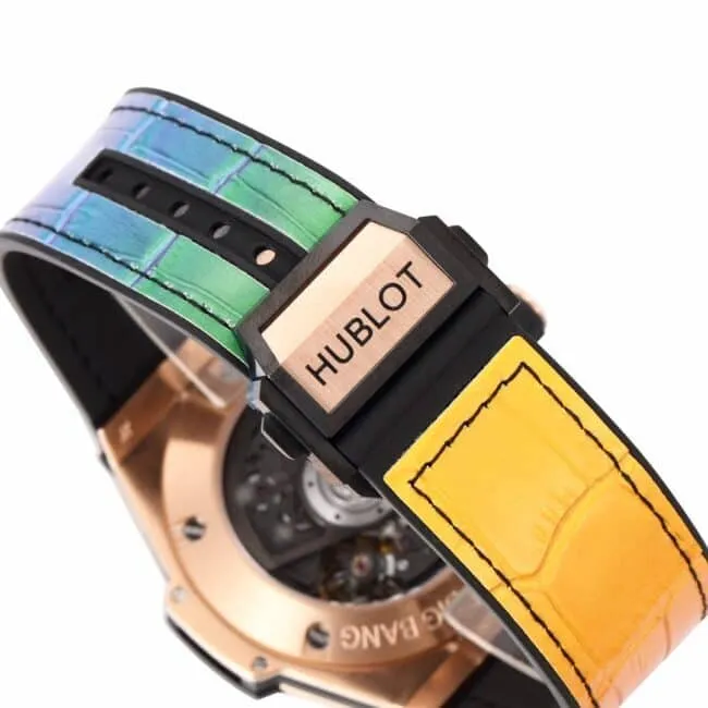 top-tier watch Hublot watch BIG BANG Unico big bang series rainbow full diamond men's watch front view