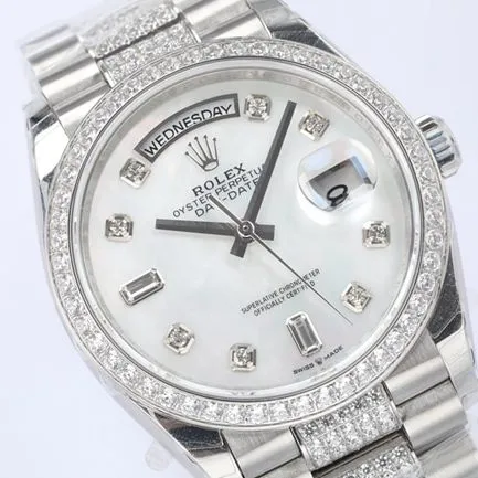 EWtop-tier watch Rolex men's white dialsteel bracelet 2021 new day displayDatejust mechanical watch side view