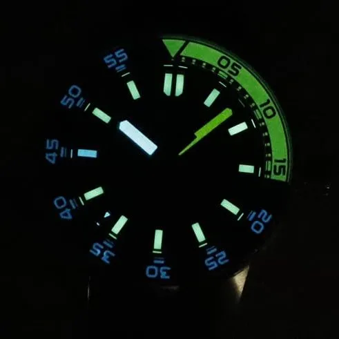 top-tier watch IWC marine series yellow minute hand black rubber strap watch front view