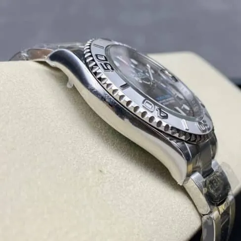 Top C factory Rolex Yacht-Master series black dial 3235 movement 904 stainless steel watch front view