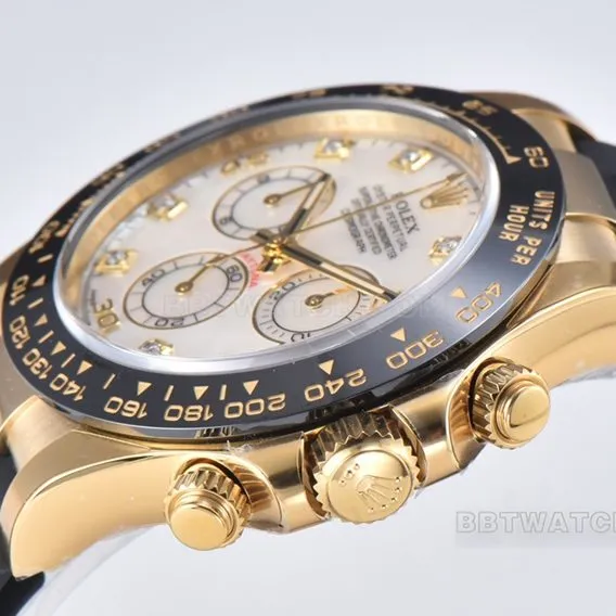 Factory C RolexDaytona1:1super mother-of-pearl disc yellow gold rubber model m116518ln-0045braceletlive photos