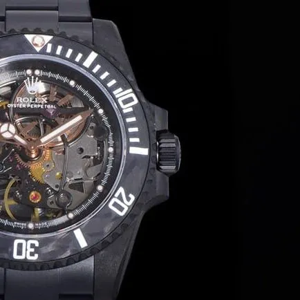 Rolextop-tier watch men's black dialsteel braceletSubmariner series mechanical watch front view