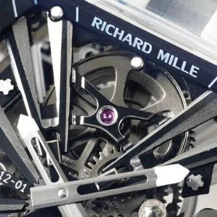 High-quality Richard Mille white steel reproduces the extraordinary sports quality generation legend RM12-01 tourbillons apphire crystal transparent version side view