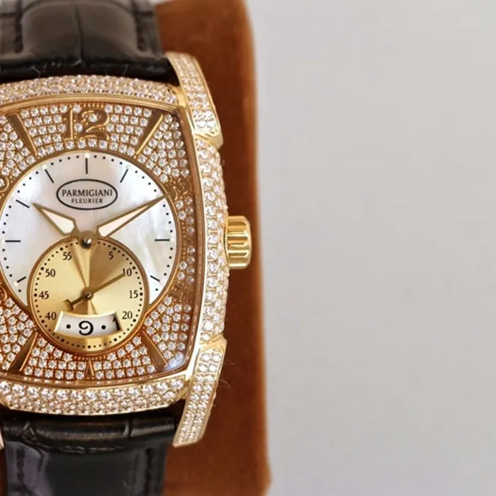 Top-tier watch Parmigiani Fleurier men's gold plate KALPA series fully automatic movementleather strap watch front view