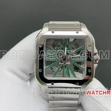 collectible watch CartierMLF factory Santos green hollow disc mechanical front live photo