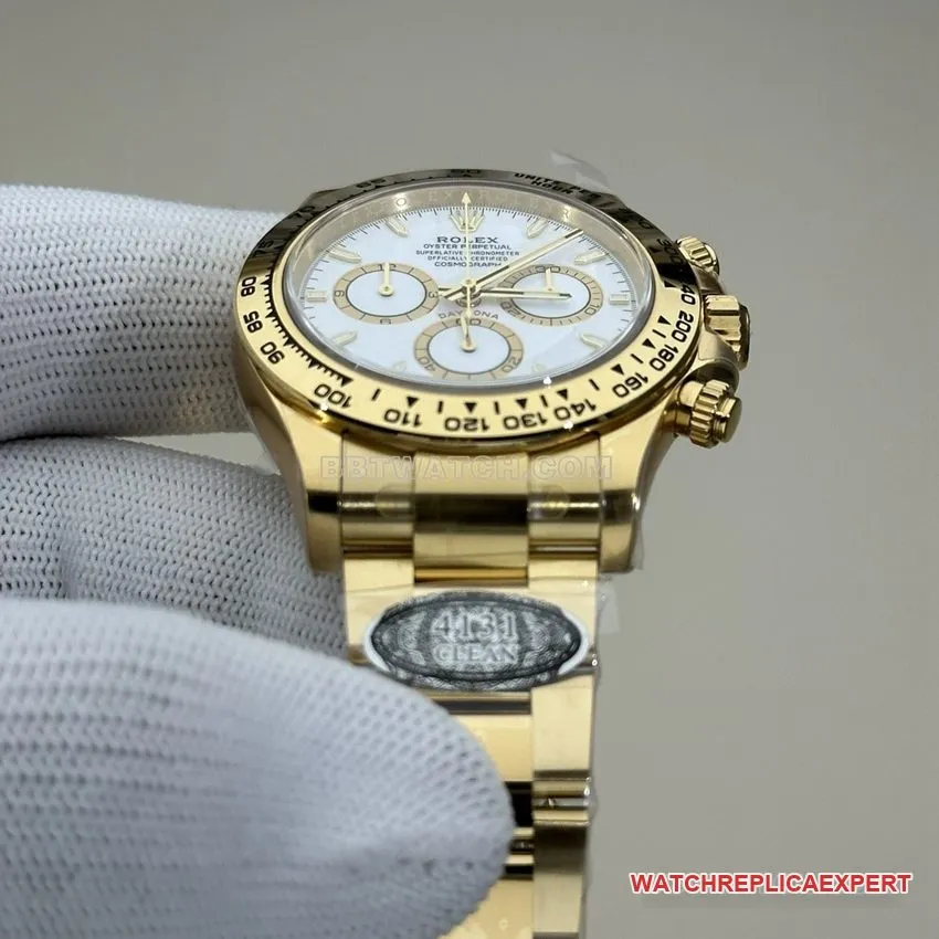 Clean FactoryRolexDaytona1:1top-tier replicawhite dial all gold steel bracelet model 126508front live photo