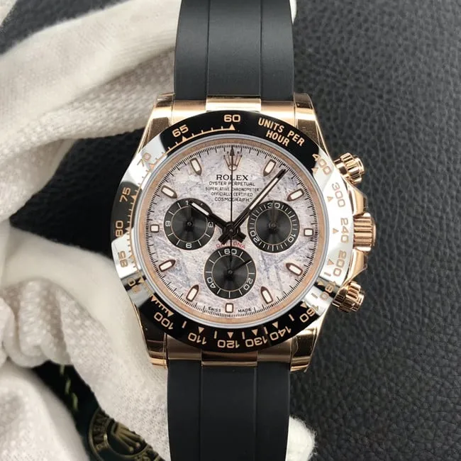 top-tier watch Rolex ultra-thin true function Daytona latest men's white dialrubber strap watch side view