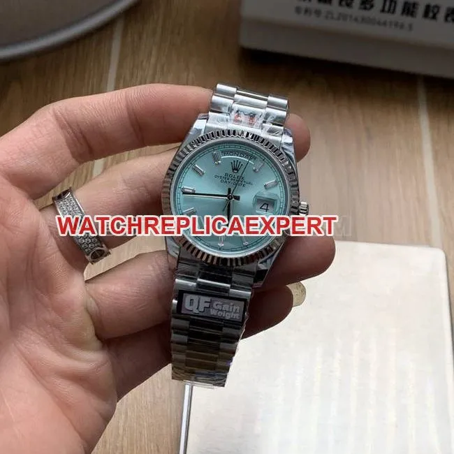 watch QF factory Day-DateRolex ice blue dial2836 mechanical 36mmfront live photo