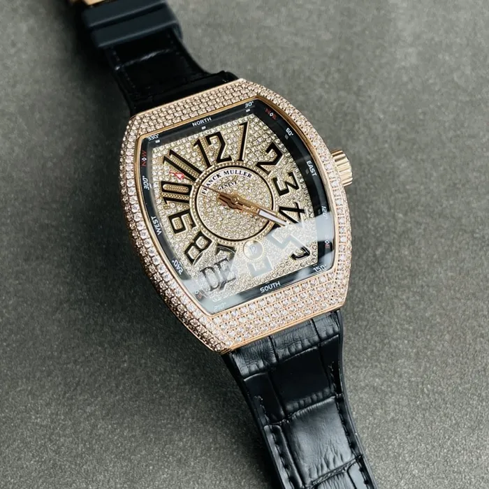 top-tier watch Frank Muller men's gold plate V45 SC DT series full automatic movement watch side view