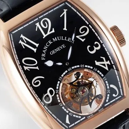 ABF Factory Top Frank Muller Men's Watch Tourbillon Men's Black Plate Black Strap Manual Winding Mechanical Belt Side View
