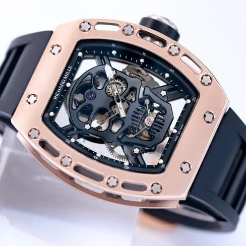 JB factory Richard Milletop-tier watch genuine tourbillon men's black dialrubber strapautomatic movement watch front view