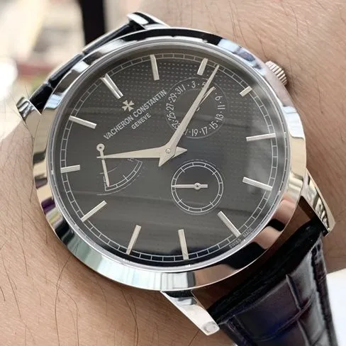 TWS factory Vacheron Constantintop-tierhigh-quality watch men's black dial black belt mechanical leather strap inheritance series round watch front view