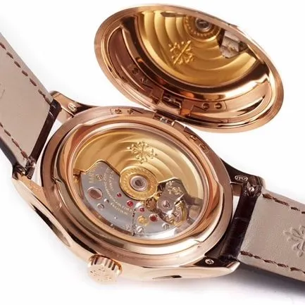 ZF Factorytop-tier watch Patek Philippe men's gold plate brown belt classic series automatic movementleather strap watch front view