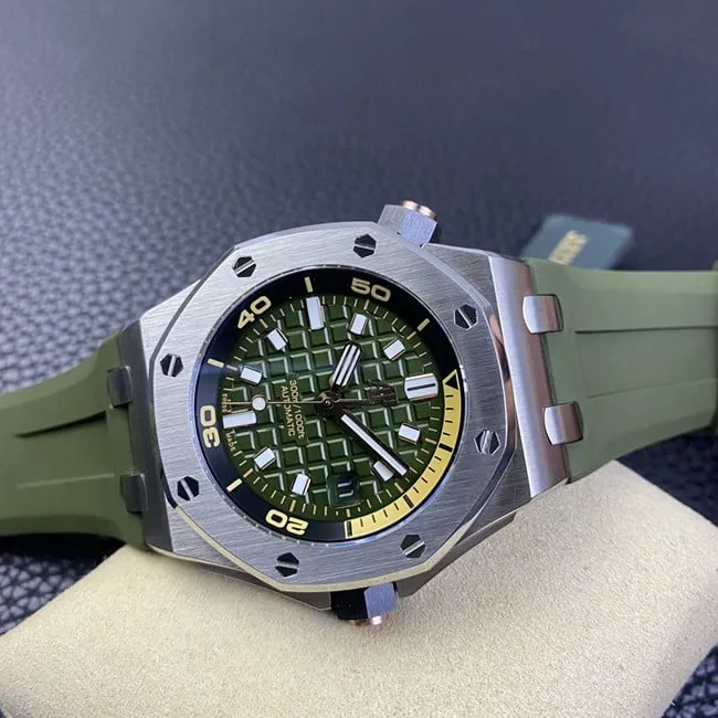 BF factory Audemars Piguettop-tier watch new men's model green dial green strap full automatic movement front view