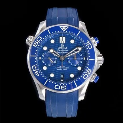 OM FactoryOmegatop-tier watch new Seamaster 300m men's blue dial blue rubber strapchronograph watch side view