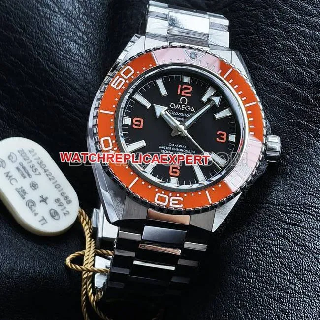 watch VS FactorySeamaster 600m black dial orange bezel black braceletfront live photo