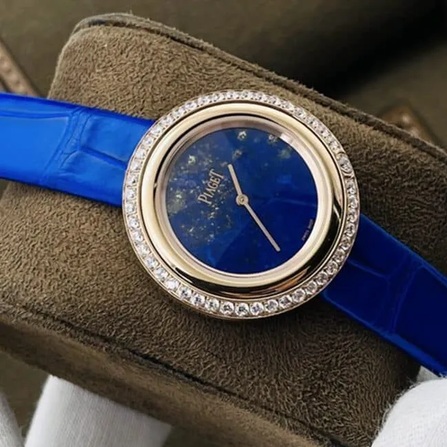 Top-tier watch Countess model blue dial blue belt time to run series leather strap watch clasp picture