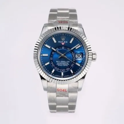 top-tier replicaRolex men's blue dialsteel bracelet pilot series automatic movement watch side view
