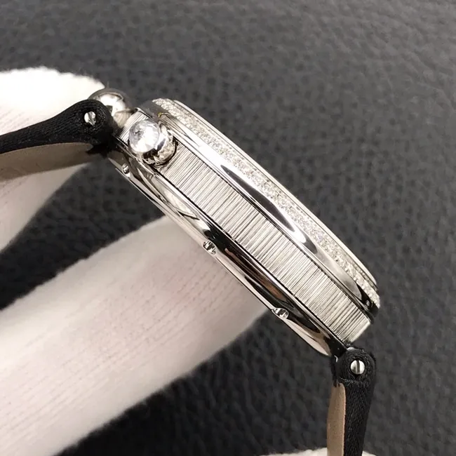 ZF Factory Breguet top-tier watch women's white dial black belt Queen of Naples series mechanical watch front view