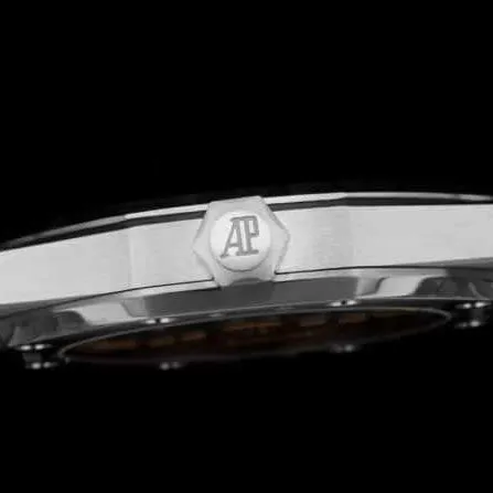 top-tier watch Audemars PiguetRoyal Oak two-hand mechanical movement15202 white steel blue bottom men's watch front view