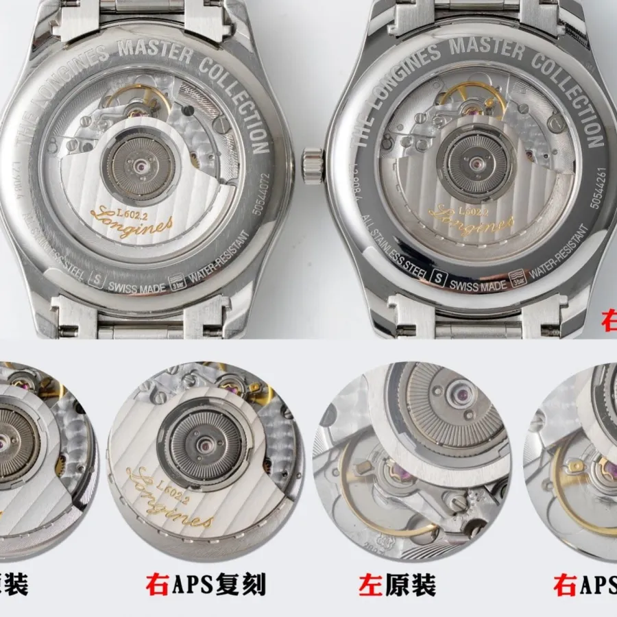 APS factory Longinestop-tier watch famous craftsman big mouth L2.908.4.78.6 real and fake comparison evaluation caseback live photo