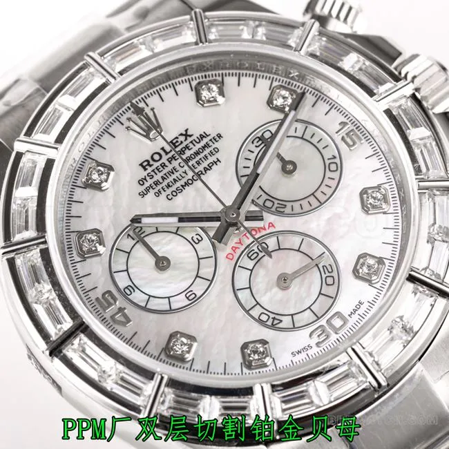 collectible watch PPM factory DaytonaRolex white mother-of-pearl dial 4130 mechanical side live photo