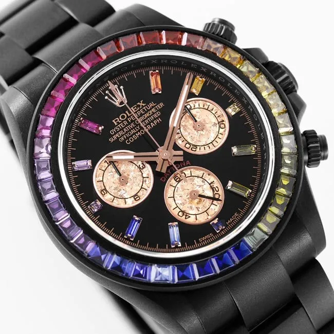 top-tier watch Rolex men's black dialsteel bracelet Daytona series mechanical watch side view