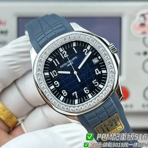 Patek PhilippePPM factory collectible watch Aquanautblue dialdiamond bezel5167 thickness live photos