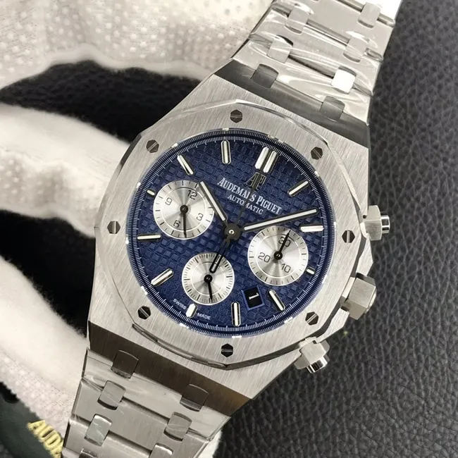 BF factory new top-tier watch Audemars PiguetRoyal Oak series 26331OR men's blue dialsteel braceletchronograph watch side view