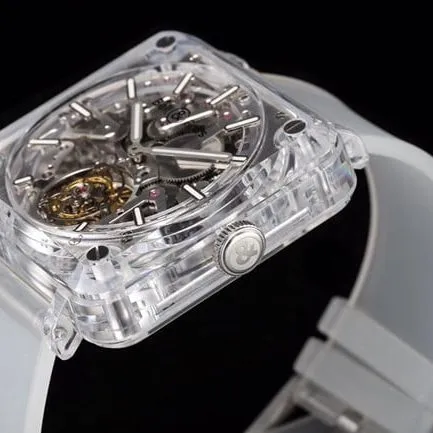 BBR Bell & Ross top-tier watch men's white dialrubber straptourbillon 42.5mm full automatic movement side view