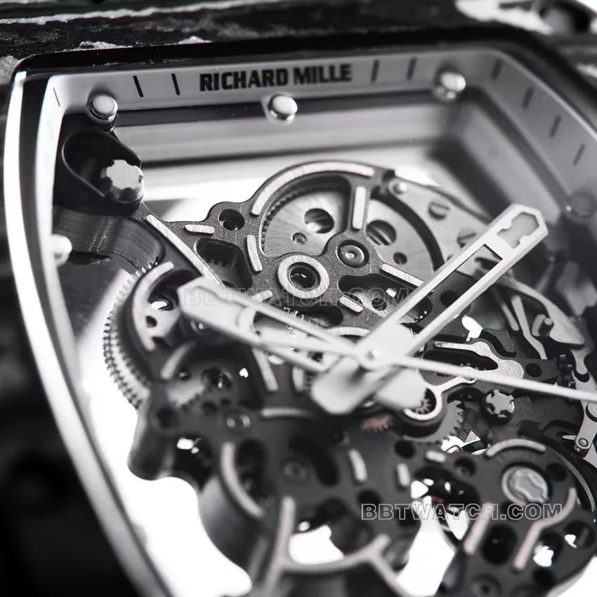 BBR factory Richard Mille men's hollow plate white inner ring RM055 carbon fiber side live photo