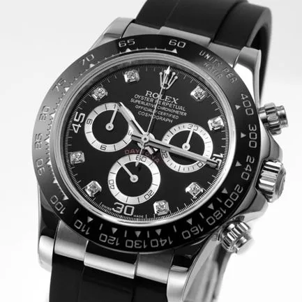 top-tier replicaRolex men's black dialrubber strap universe Daytona automatic movement watch side view
