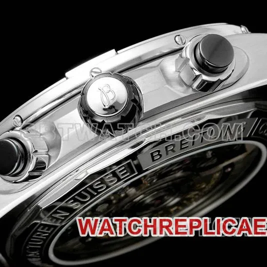 Breitling watch TF factory mechanical chronograph light blue dial 44mm steel bracelet model side live photo