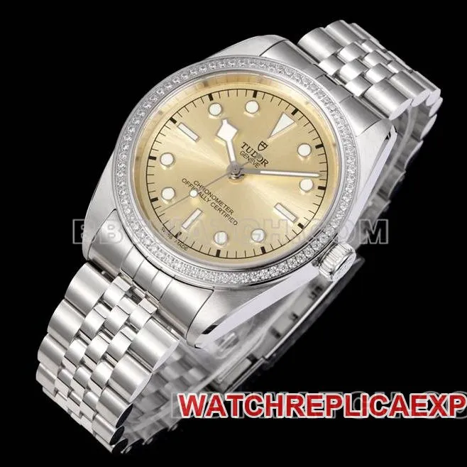 Tudor watch V9 Factory Biwan gold plate 41mm Swarovski diamond circle mechanical steel bracelet front live photo