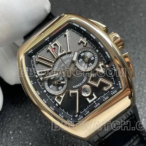 watch Frank Muller ABF factory V45black dial gold case leather braceletside live photo