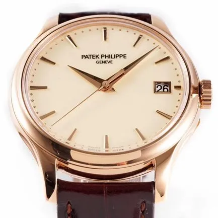 ZF Factorytop-tier watch Patek Philippe men's gold plate brown belt classical series automatic movementleather strap watch clasp picture