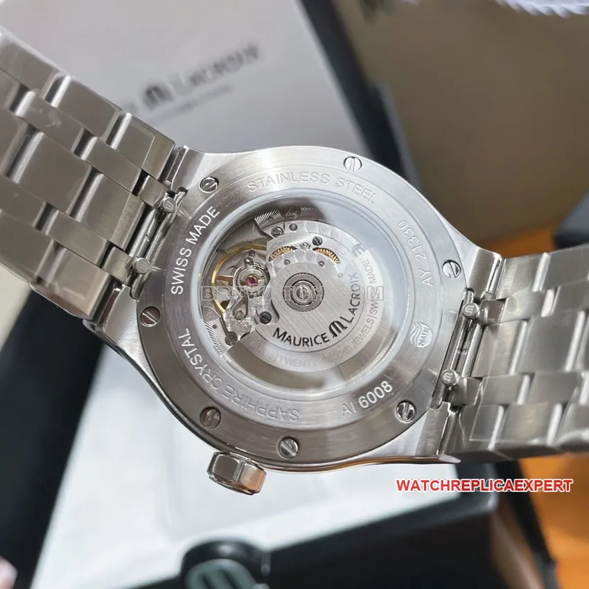 Maurice Lacroix top-tier black dial patterned Paris stud steel bracelet model AI6008 front live photo