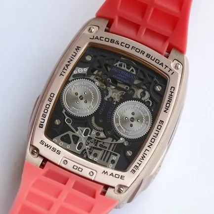 top-tier Bugatti Veyron watch men's white dialrubber strap mechanical watch front view