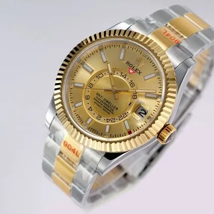 top-tier Rolex men's gold plate gold belt Navigator series full automatic movement watch front view