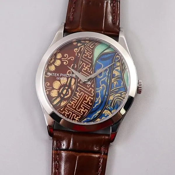 Patek Philippereplica5077P-102 watch Bhutanese six-color fabric micro-painted enamel side view