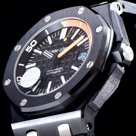 Audemars Piguettop-tier watch 15706 series ceramic bezelblack dial men's mechanical watch front view