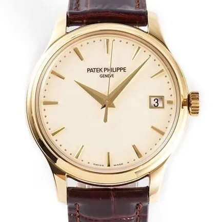 ZF Factorytop-tier watch Patek Philippe there white dial brown belt classic series leather strap mechanical watch front view