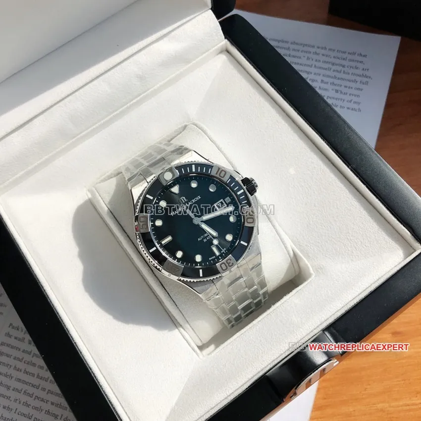 Maurice Lacroix top-tier super cloneblack dialsteel bracelet model AI6058side live photo