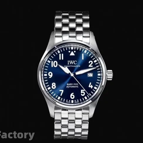 V7 factory IWC top-tiersuper watch men's blue dialsteel bracelet mark eighteen series automatic movement watch detail shots