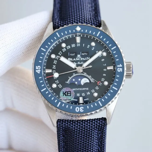TW Factory Top Blancpain Fifty Fathoms Series Men's Green Dial Nylon Strap Automatic Mechanical Watch Front View