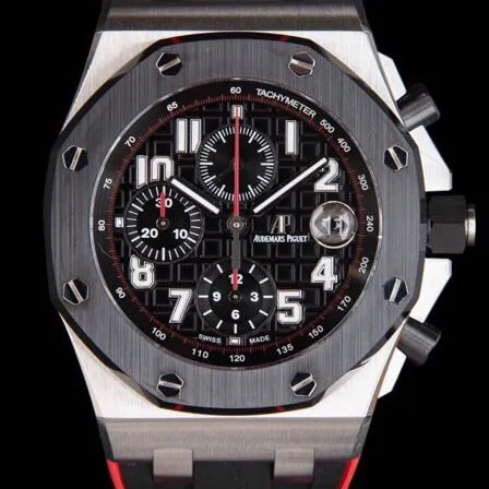 top-tiersuper cloneAPFblack dialAudemars PiguetRoyal Oak Offshore 26470 watch movement picture