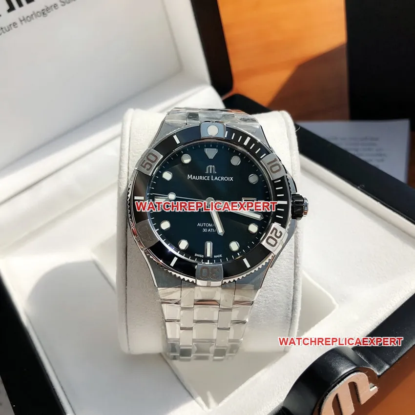 Maurice Lacroix top-tier 1:1super cloneblack dialsteel bracelet model AI6058caseback live photo