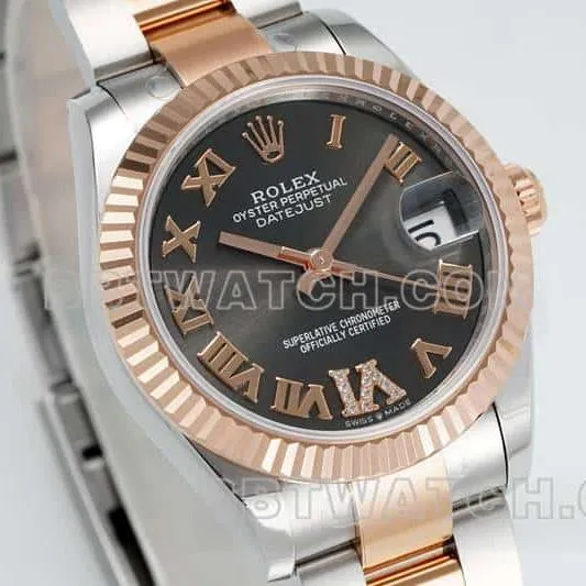 ARF FactoryRolex log 1:1super cloneblack dial31mm gold three-lattice chain link278271front live photo