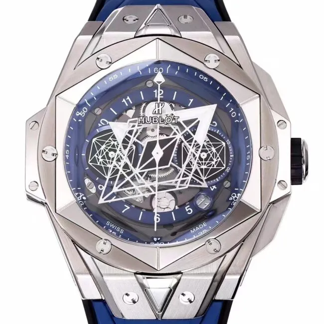 top-tier replicaBBFHUBLOTHublot watch new II tattoo second generation watch blue dial front view
