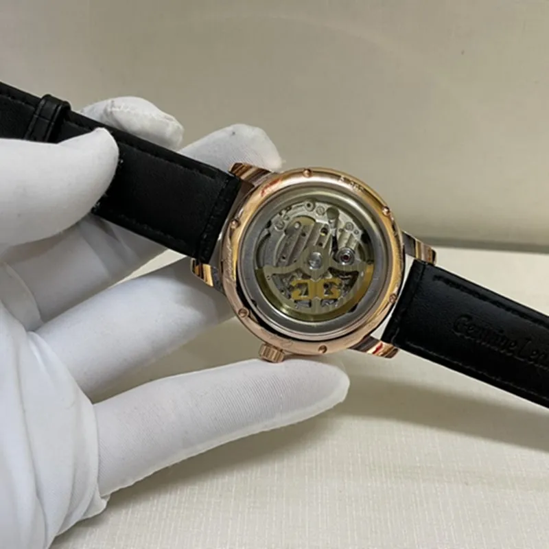 top-tier watch Glashütte Original original men's leather strap watch front view
